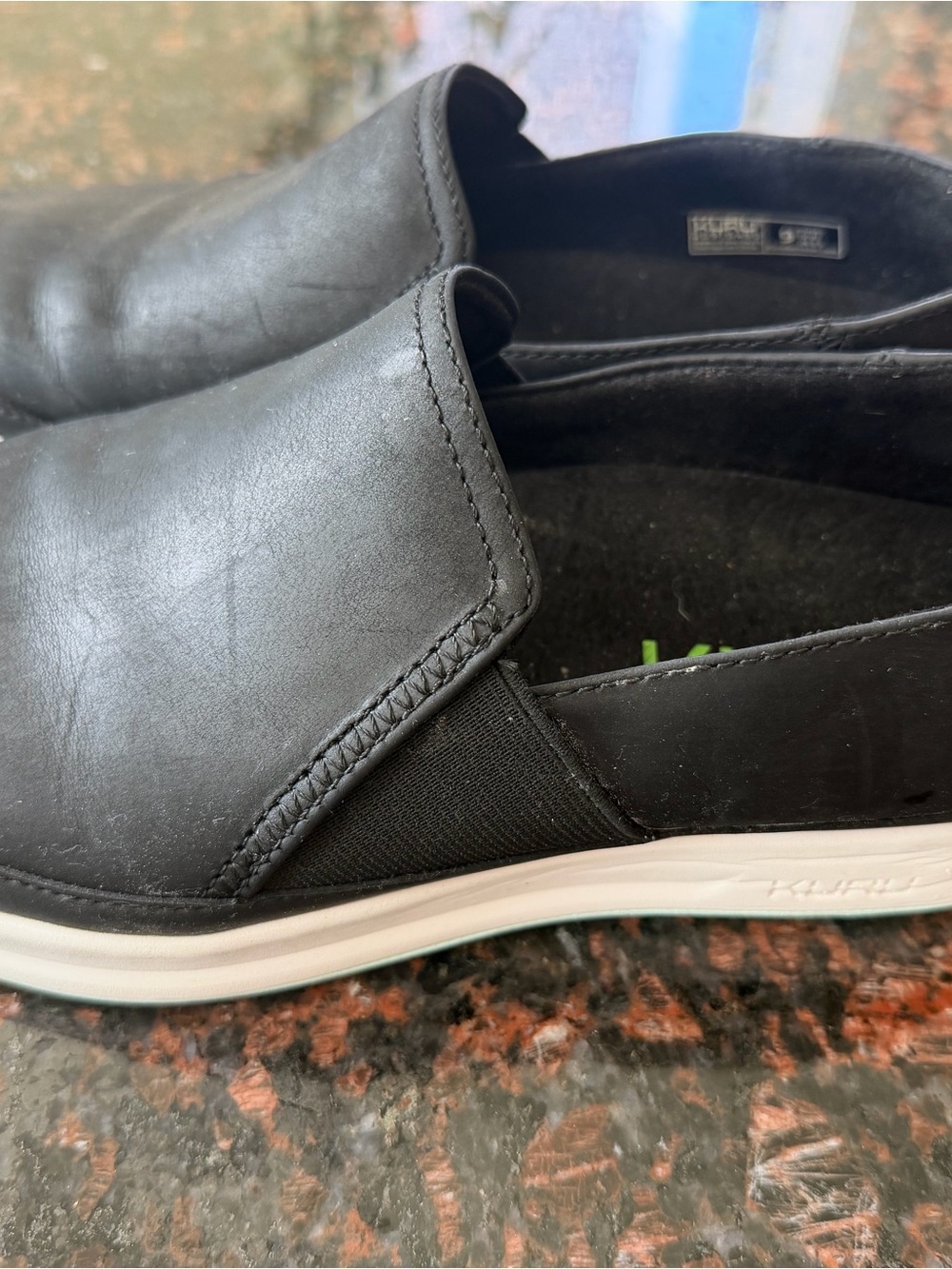 KURU - Women Black and White leather Slip-On Sneakers